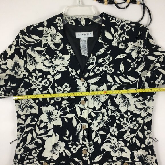 Sag Harbor Dress Linen Blend Button Front Lined Floral Women Size 8 - Picture 10 of 11